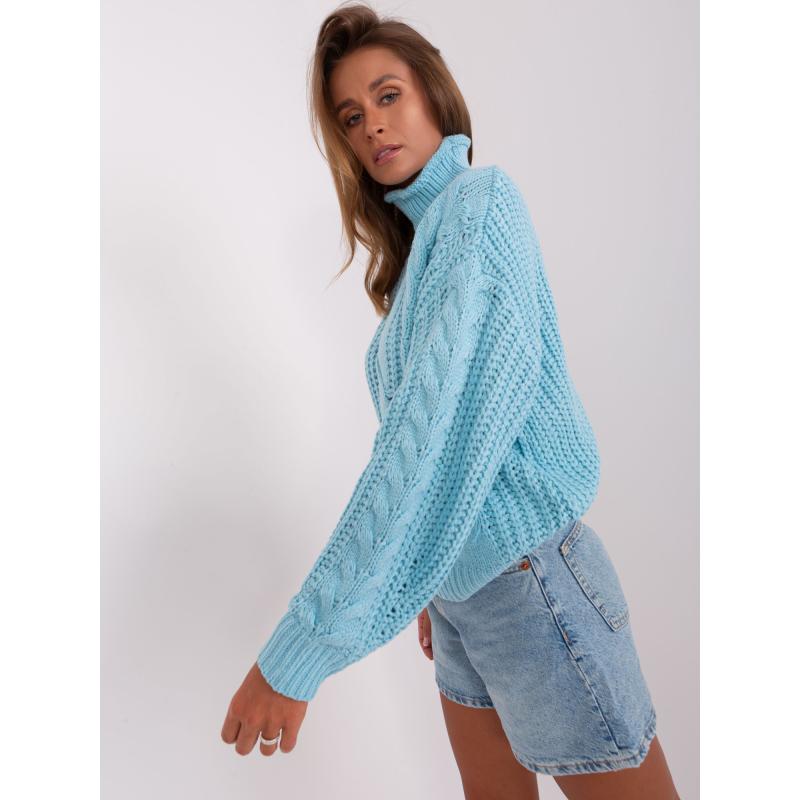 Női oversize kockás pulóver GEA világoskék