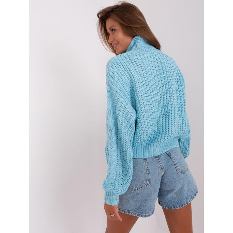 Női oversize kockás pulóver GEA világoskék