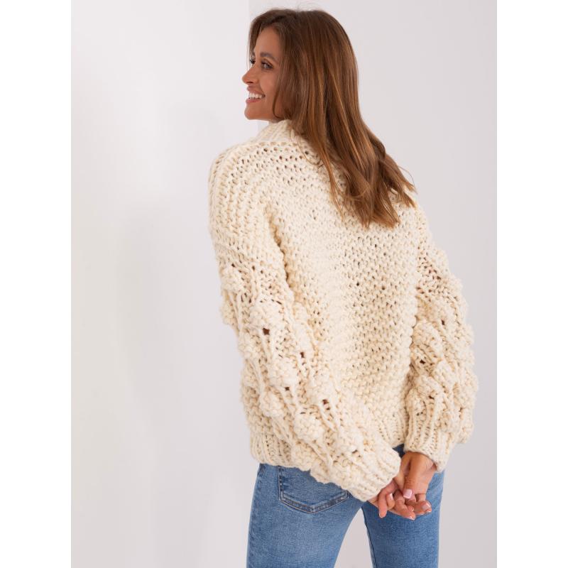 Dámsky oversize pletený sveter FORA svetlo béžová