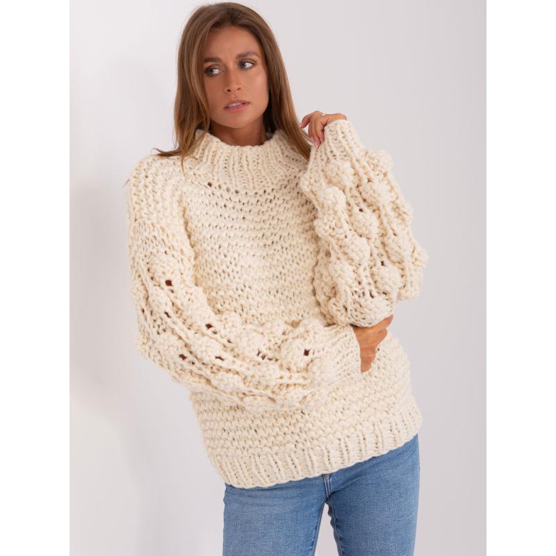 Dámsky oversize pletený sveter FORA svetlo béžová