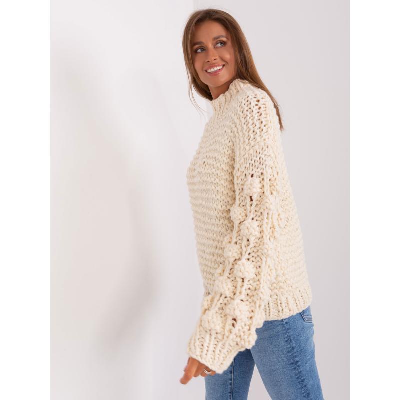 Dámsky oversize pletený sveter FORA svetlo béžová