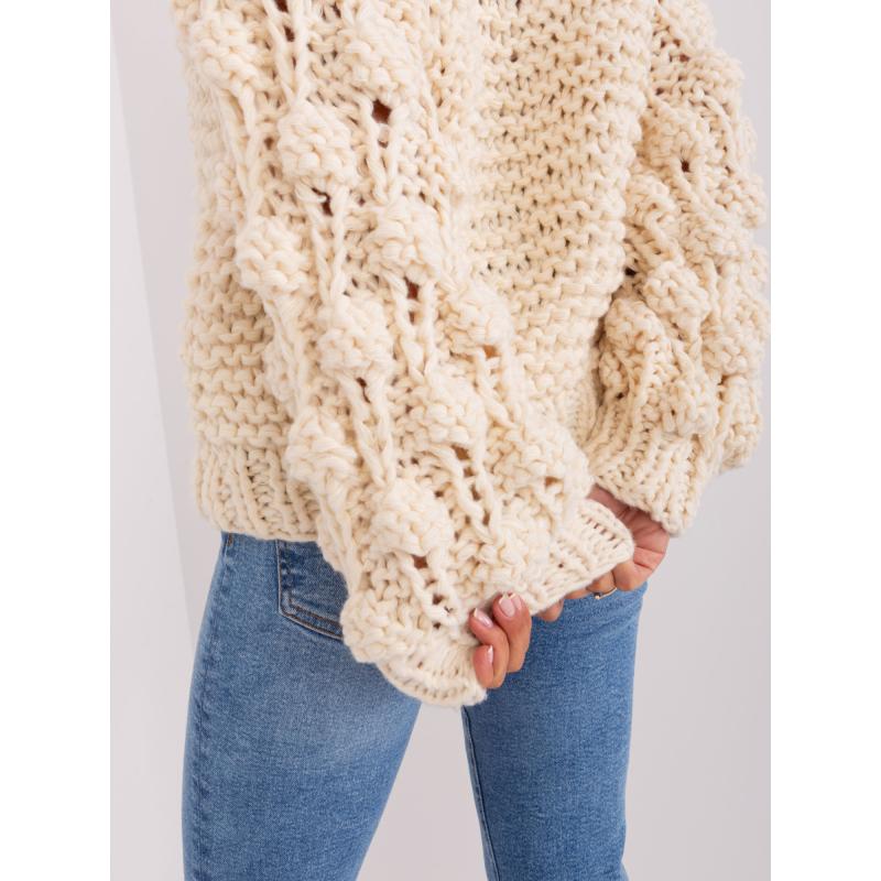 Dámsky oversize pletený sveter FORA svetlo béžová