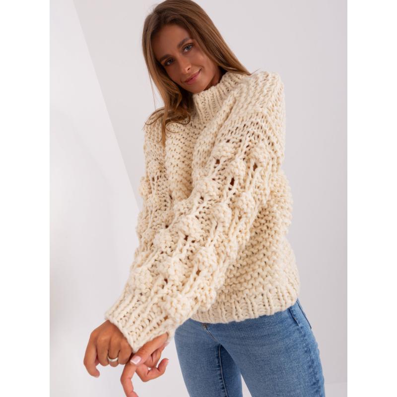 Dámsky oversize pletený sveter FORA svetlo béžová