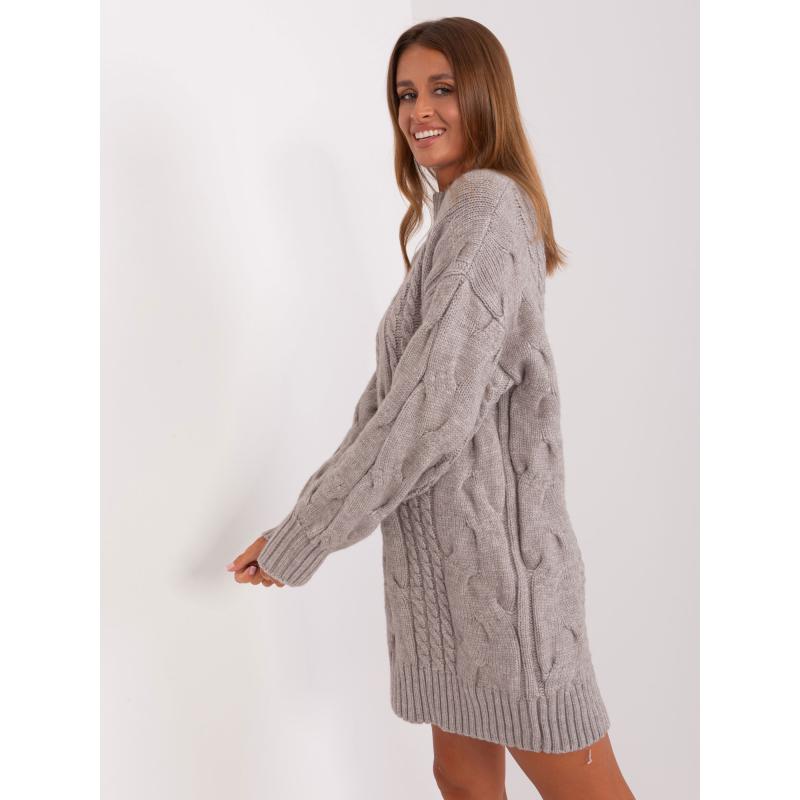 Dámské šaty s buffovými rukávy EUSTACE šedé 