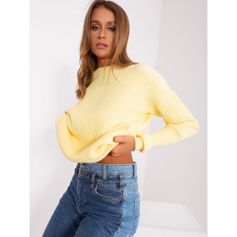 Dámský svetr se vzory DUDLEY světle žlutý