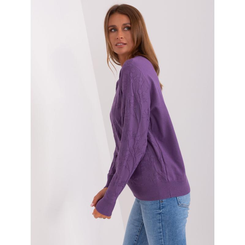 Női kerek nyakú pulóver PALLU lila