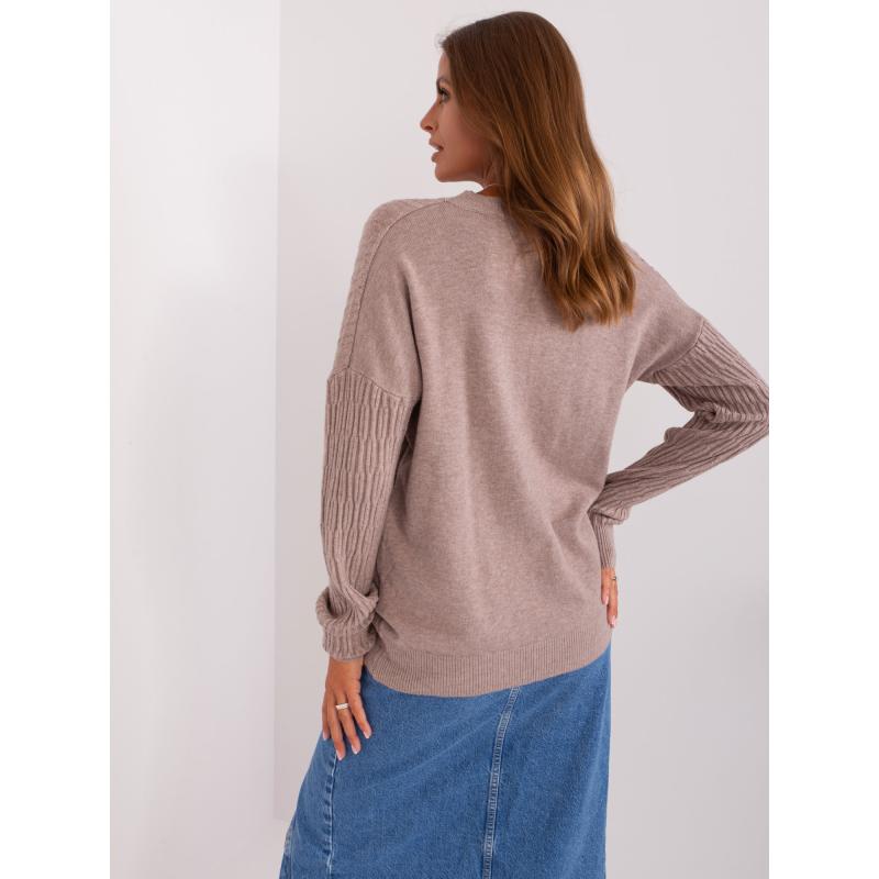 Dámský svetr se vzory FOREA tmavě béžový