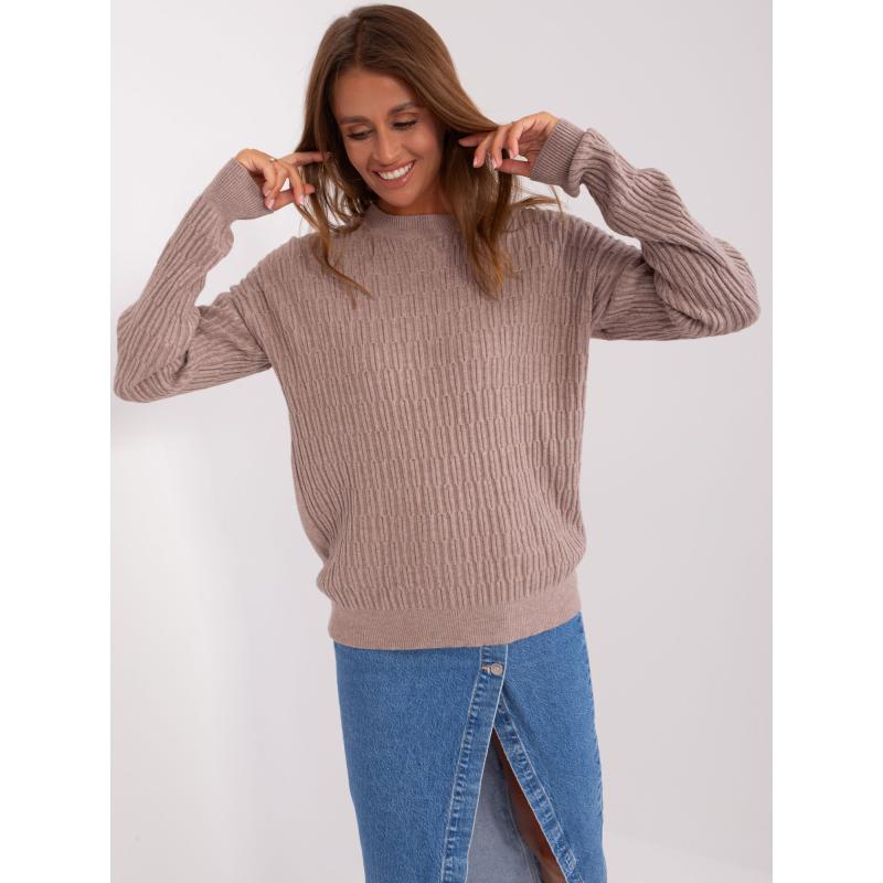 Dámský svetr se vzory FOREA tmavě béžový