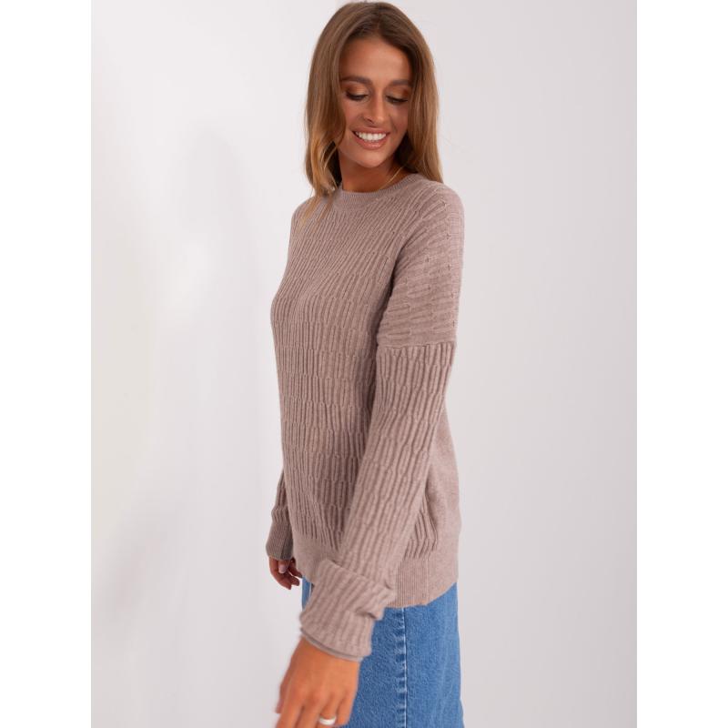 Dámský svetr se vzory FOREA tmavě béžový