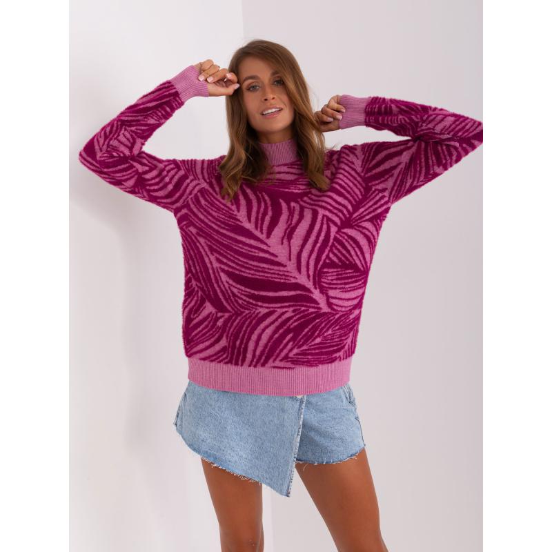 Női garbós pulóver viszkózzal CADENCA lila