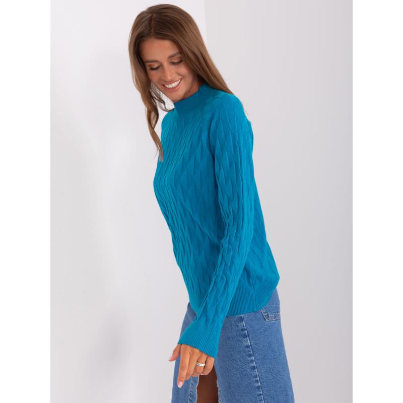 Dámský svetr se vzorem LENNA tyrkysový 