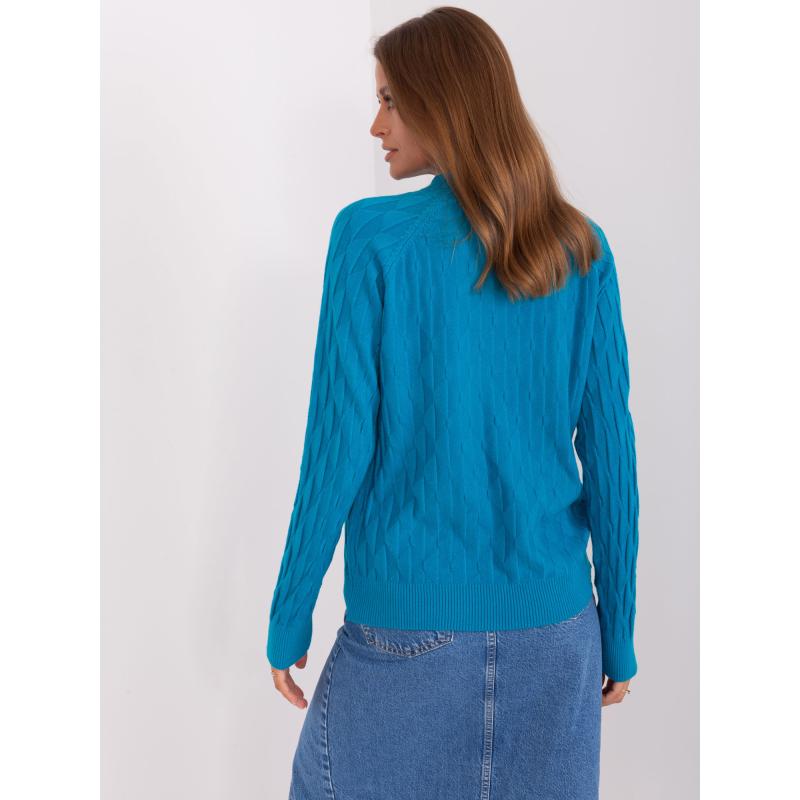 Dámský svetr se vzorem LENNA tyrkysový 