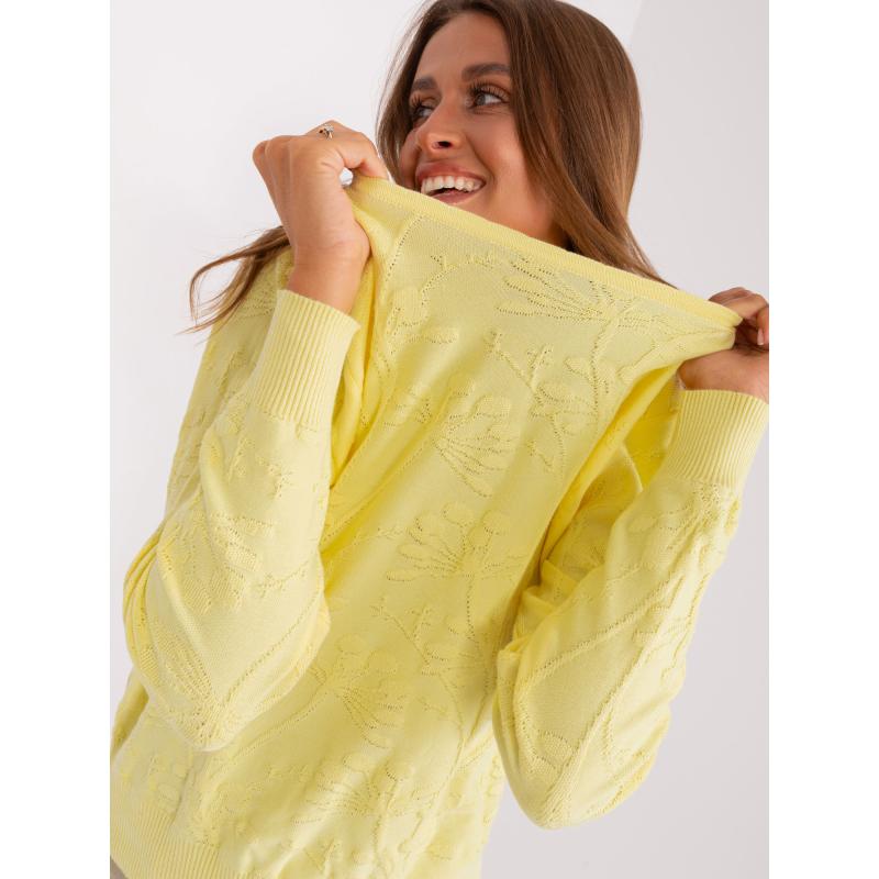 Női bordás mandzsettás pulóver ROLY sárga