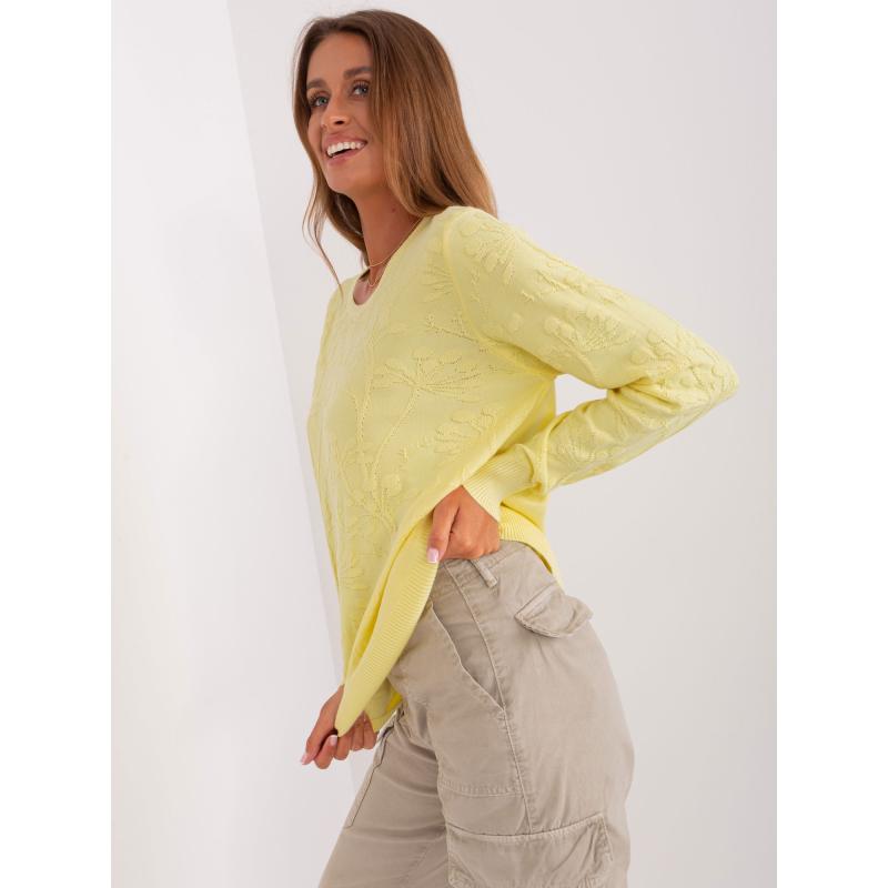 Női bordás mandzsettás pulóver ROLY sárga