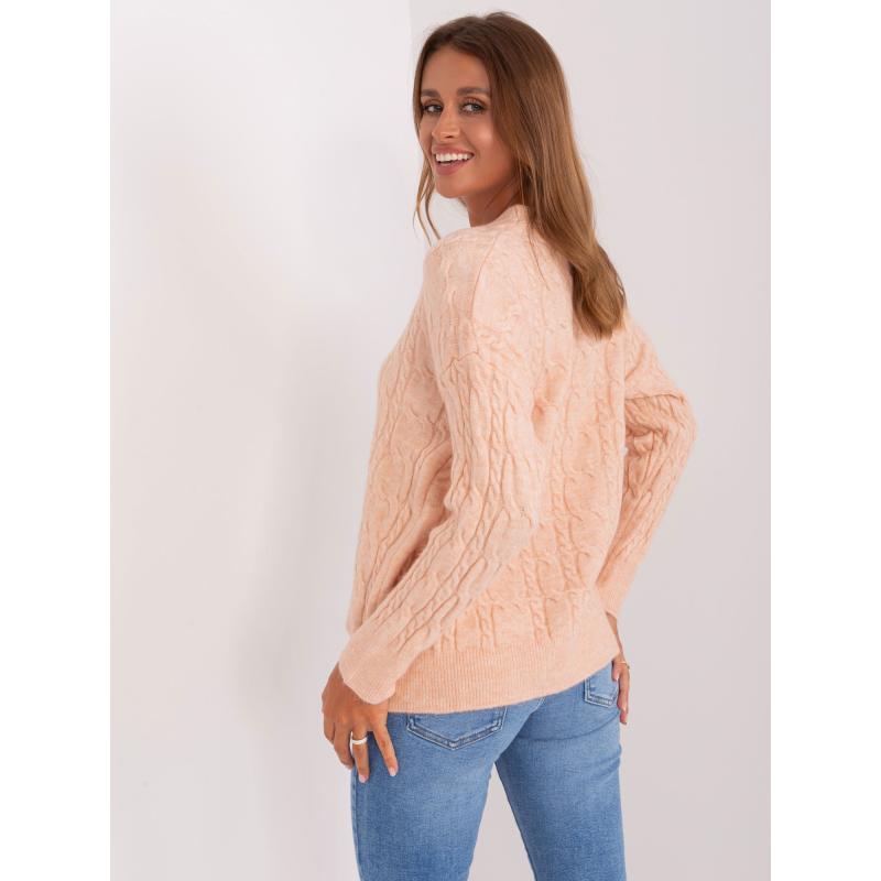 Dámský svetr s plédy DONALL broskvový