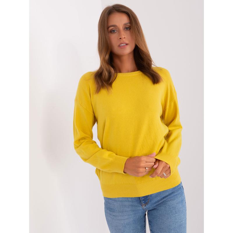 Dámsky sveter s dlhým rukávom BASIL žltý