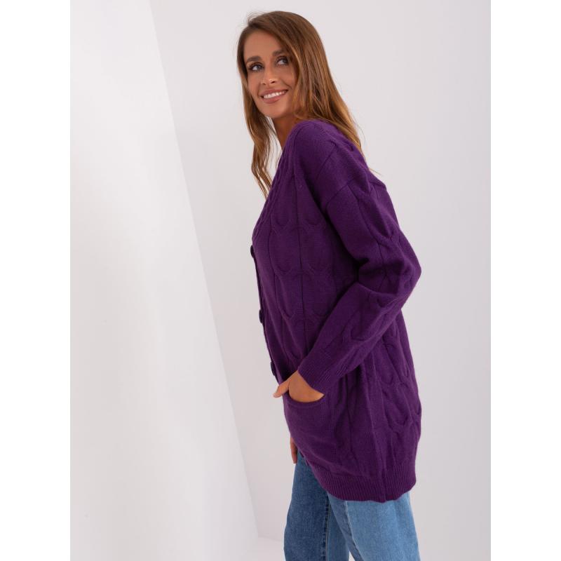 Dámsky sveter s vreckami TUCKER tmavofialový