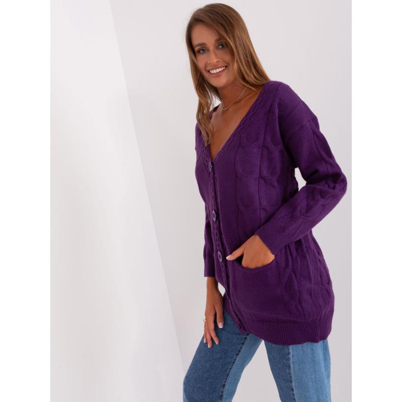 Dámsky sveter s vreckami TUCKER tmavofialový