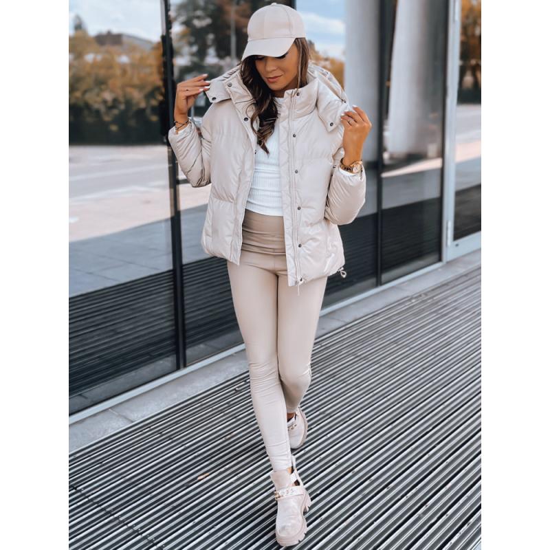 Dámska kožená bunda COLLAR béžová