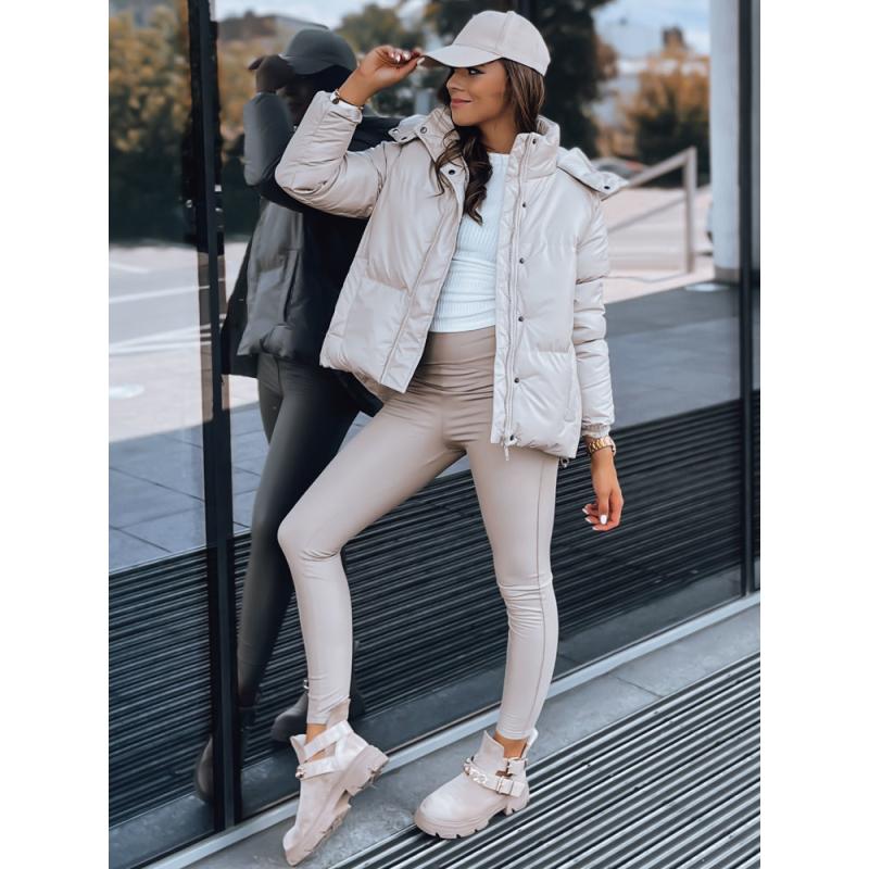 Dámska kožená bunda COLLAR béžová