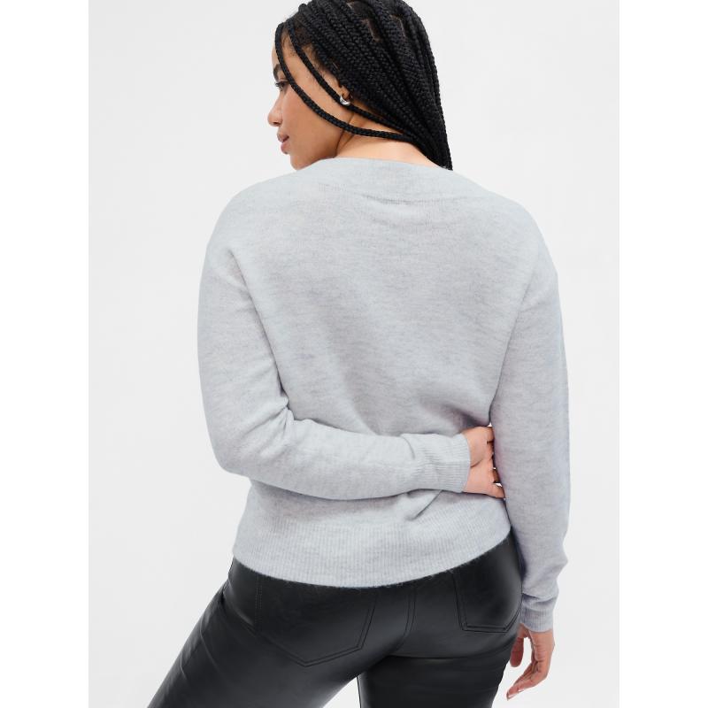 Kötött V-nyakú pulóver