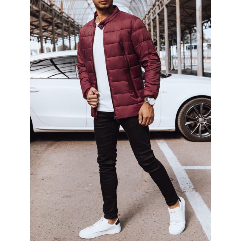 Férfi steppelt kabát kapucni nélkül RITA burgundi