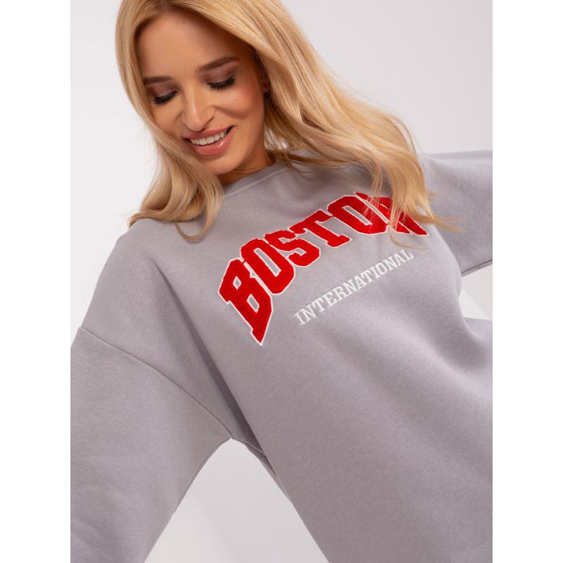 Női túlméretezett kapucnis pulóver kapucni nélkül TINA szürke