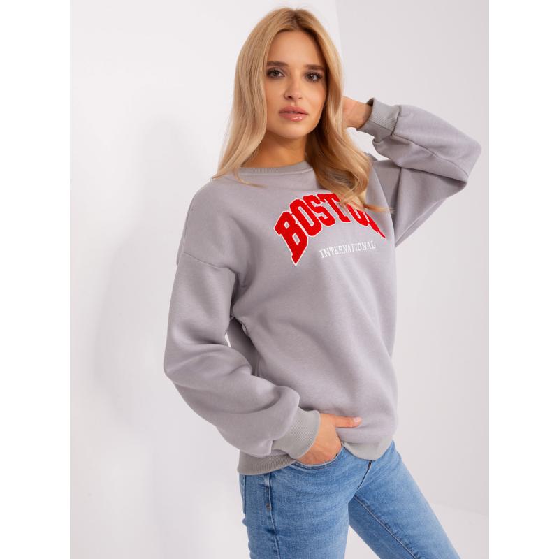 Női túlméretezett kapucnis pulóver kapucni nélkül TINA szürke