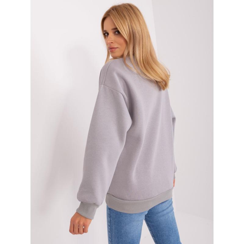 Női túlméretezett kapucnis pulóver kapucni nélkül TINA szürke