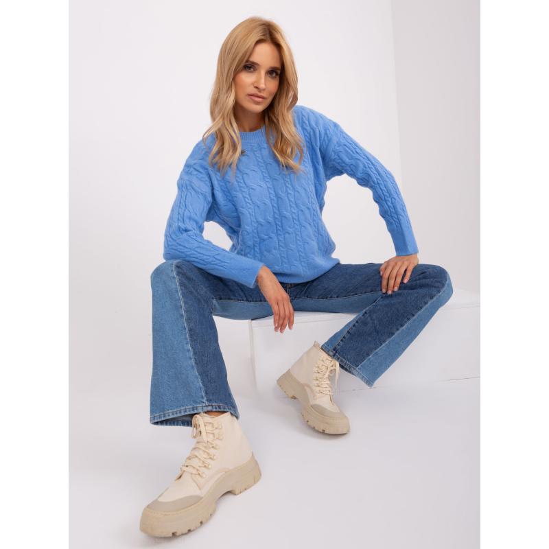 Dámský svetr s náplety AYDEN modrý 