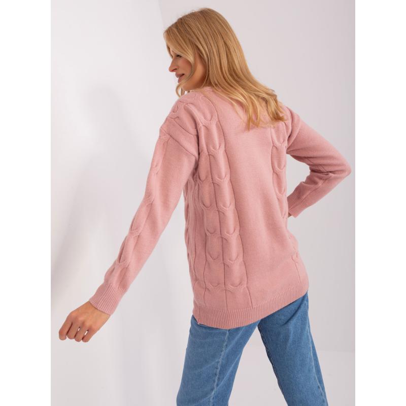 Dámsky sveter s nášivkami AKA svetloružový