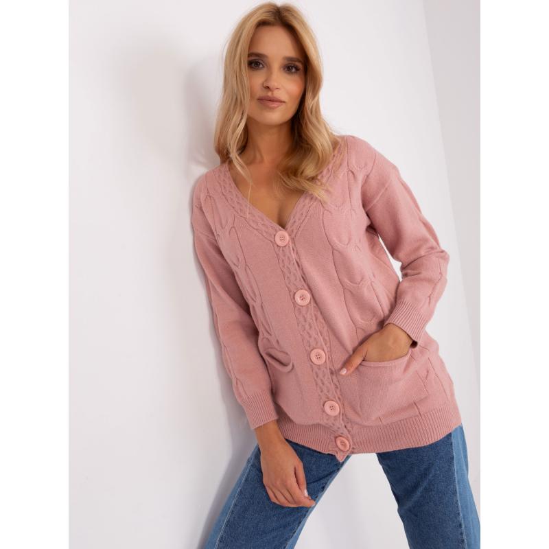 Dámsky sveter s nášivkami AKA svetloružový