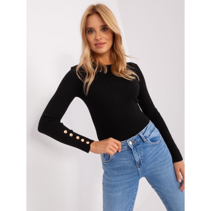 Dámský svetr s knoflíky na rukávech BROCKA černý 