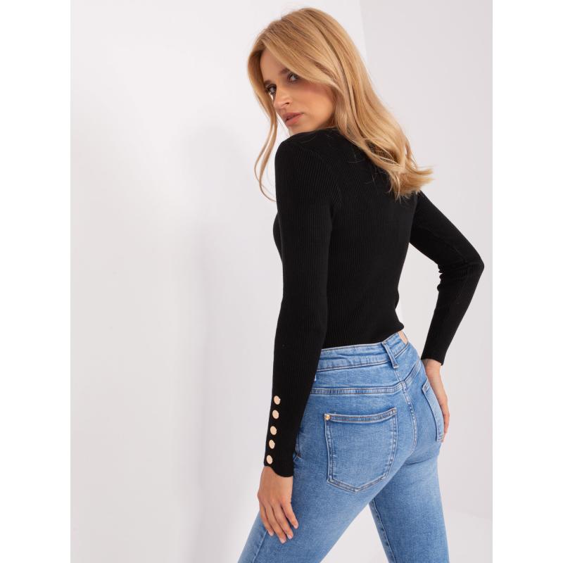 Dámský svetr s knoflíky na rukávech BROCKA černý 