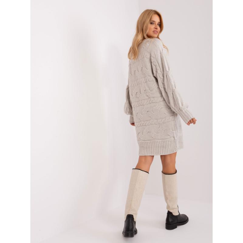 Dámské šaty s buffovými rukávy ROBERTA světle béžové