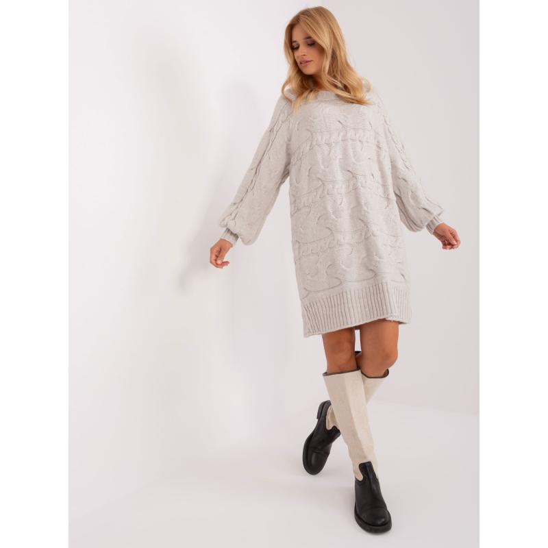 Dámské šaty s buffovými rukávy ROBERTA světle béžové