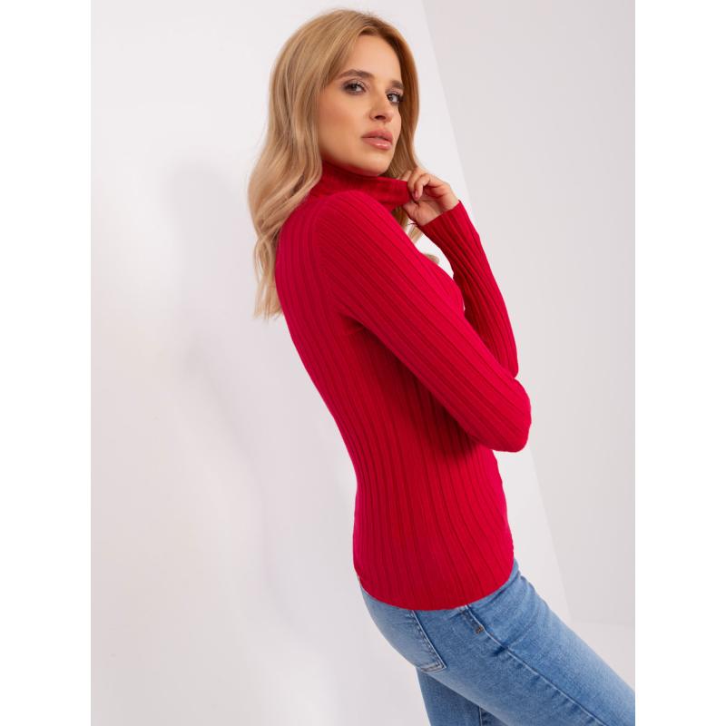 Dámský svetr s rolákem a viskózou JABARI červený 