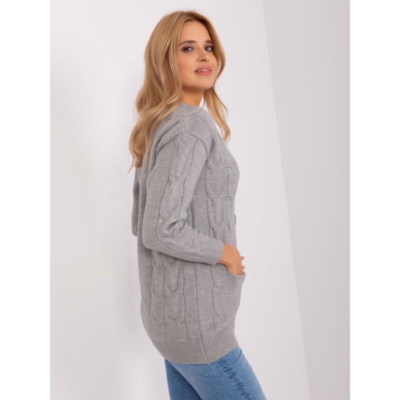 Dámský svetr s velkými knoflíky oversized CESAR šedý 