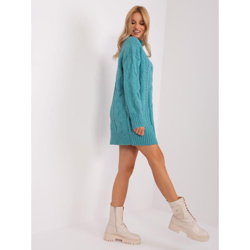 Dámské šaty s rolákem VIONA tyrkysové 