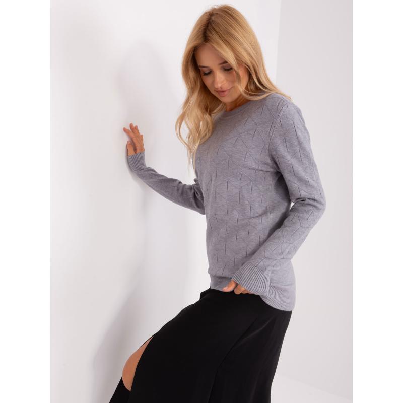 Dámský svetr s kulatým výstřihem MONA šedý 