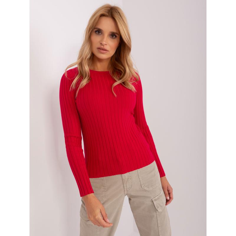 Női klasszikus csíkos pulóver HAMZA piros