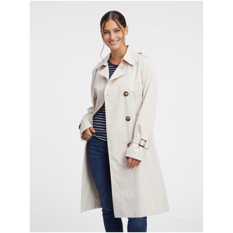 Krémový dámský trenčkot