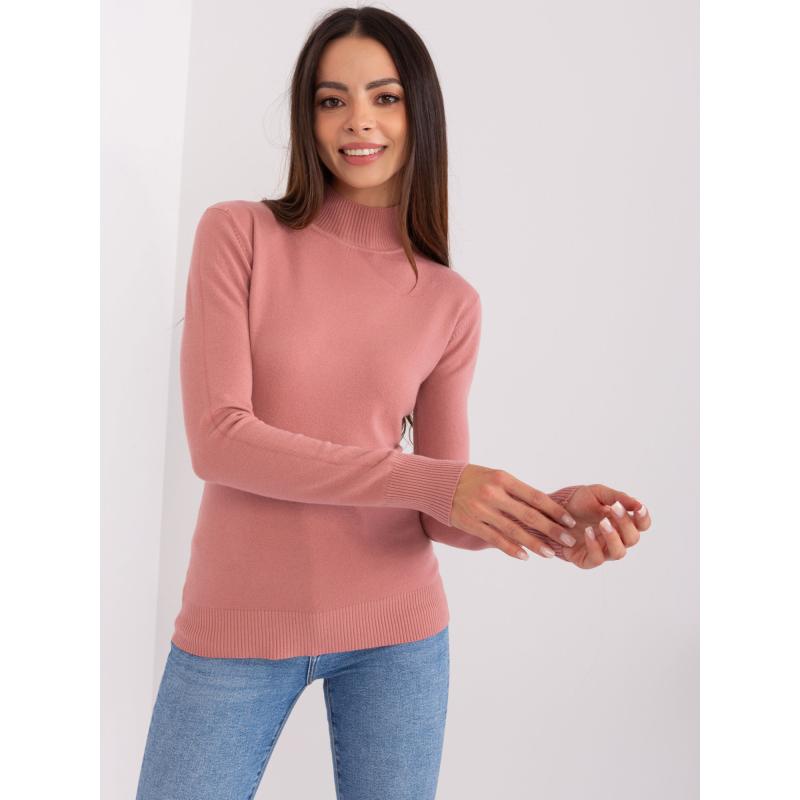 Női garbós pulóver testhezálló szabásban OUHA rózsaszín