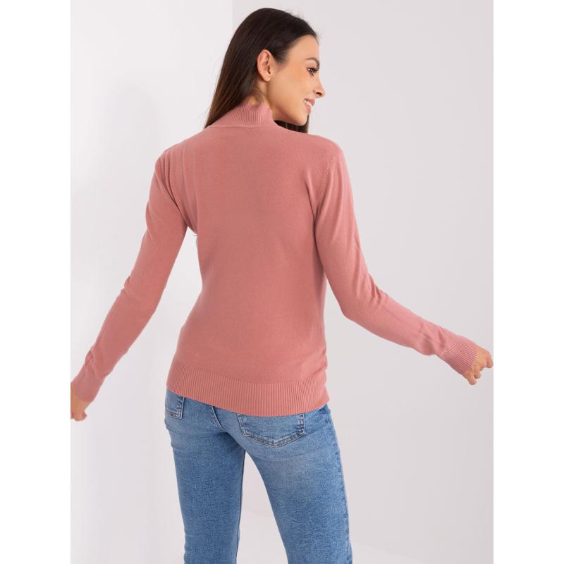 Női garbós pulóver testhezálló szabásban OUHA rózsaszín