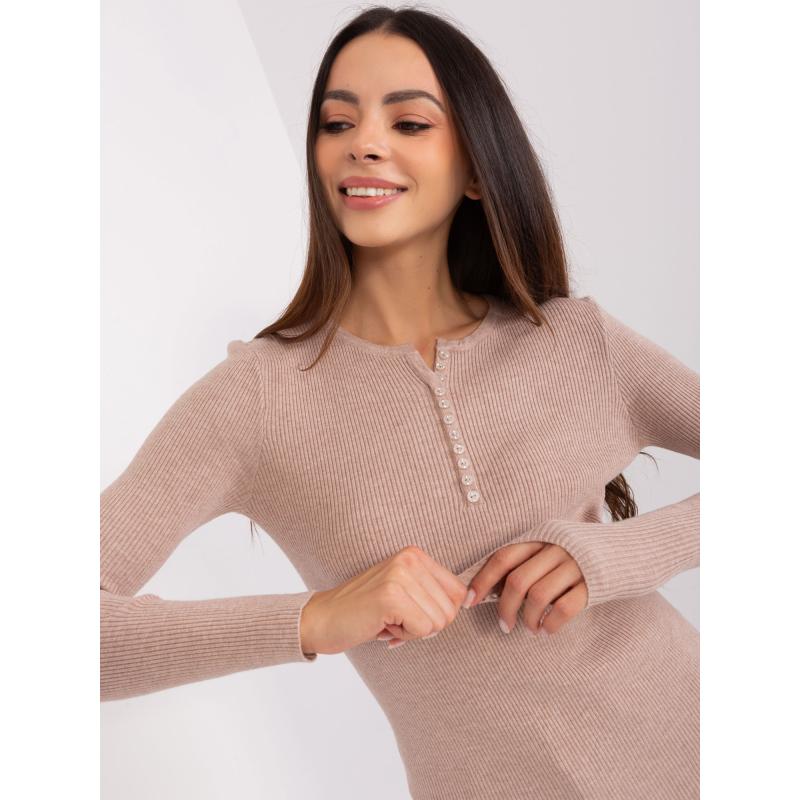 Dámsky sveter s vypasovaným strihom EISY tmavobéžový