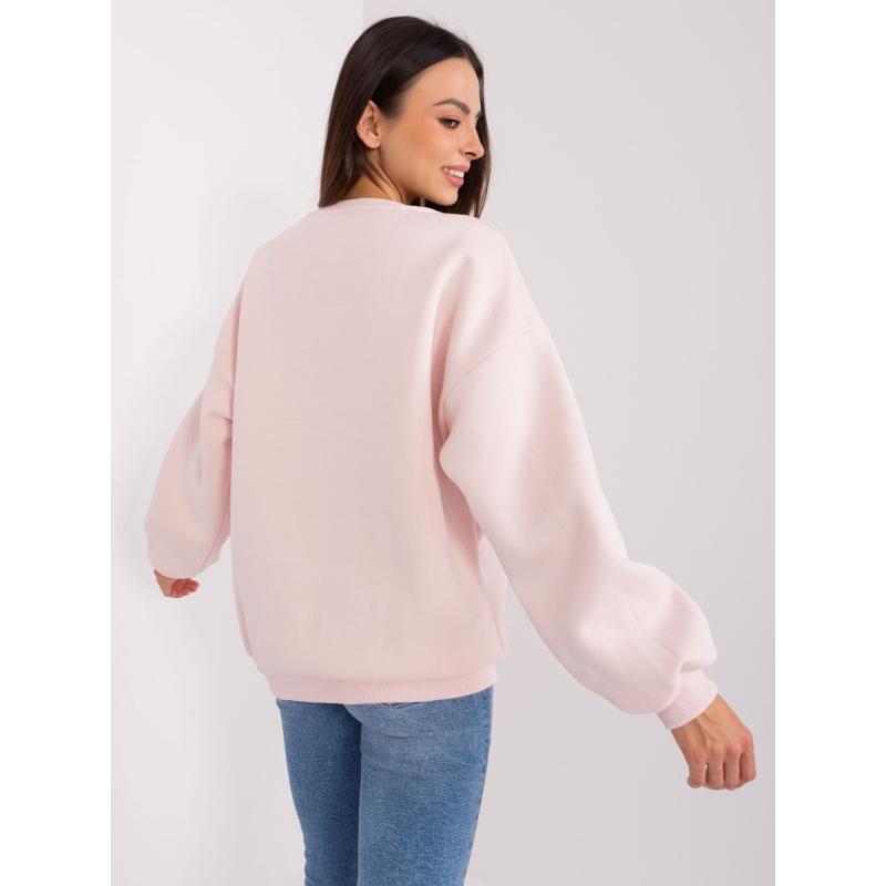 Női kapucnis pulóver YEMA felirattal világos rózsaszínű