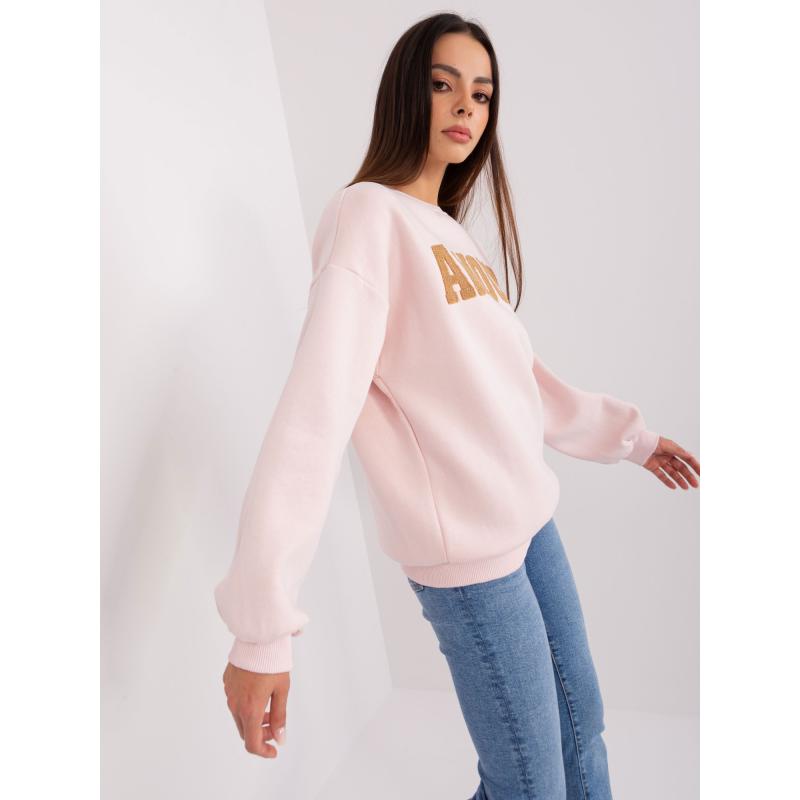 Női kapucnis pulóver YEMA felirattal világos rózsaszínű