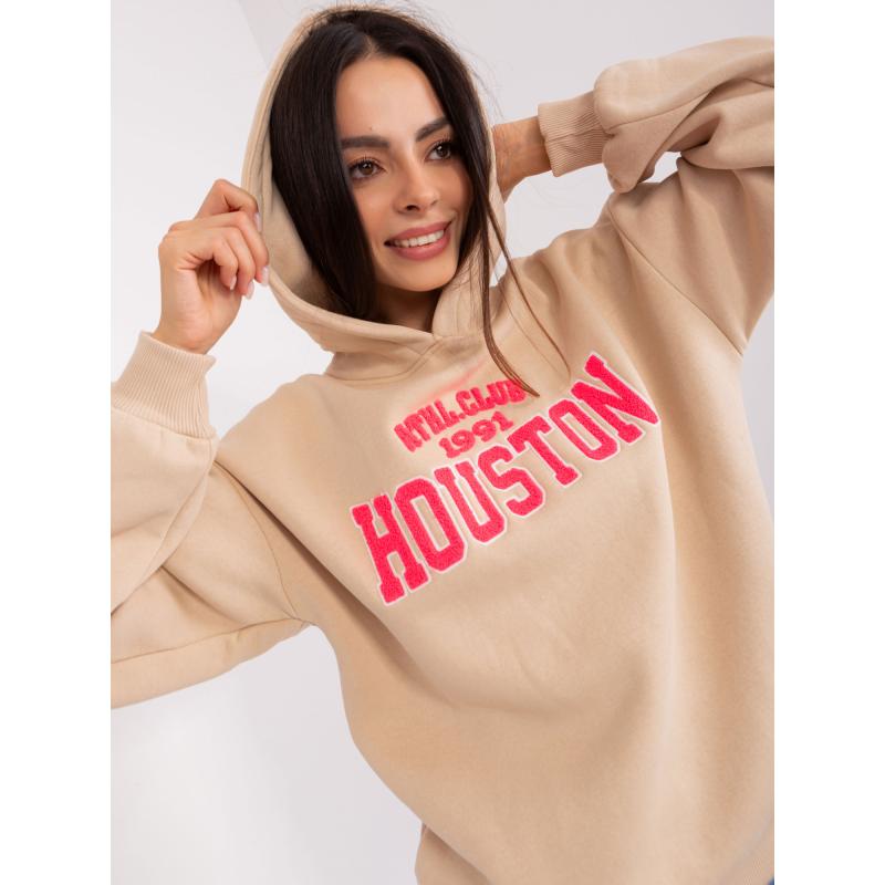 Dámská mikina s kapucí a nápisem AURNE béžová 