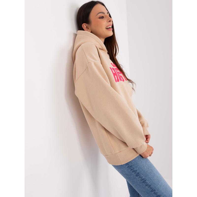 Dámská mikina s kapucí a nápisem AURNE béžová 
