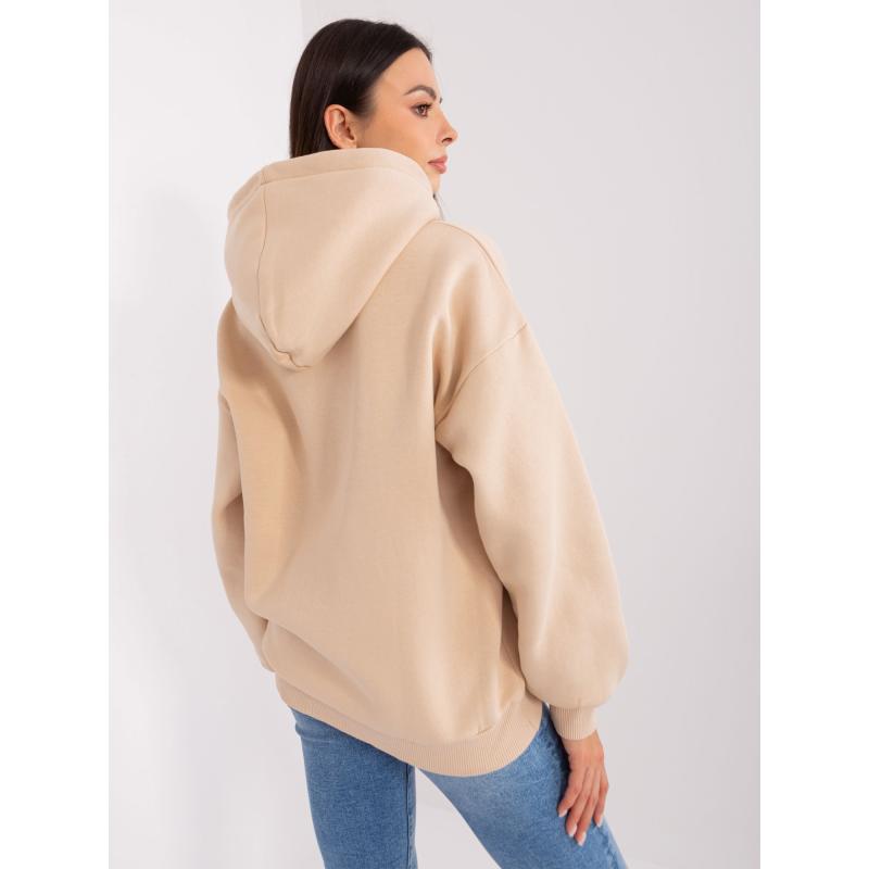 Dámská mikina s kapucí a nápisem AURNE béžová 